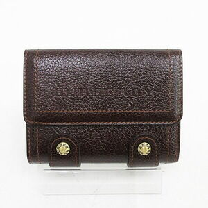 BURBERRY Double Hook Wallet Brown Leather